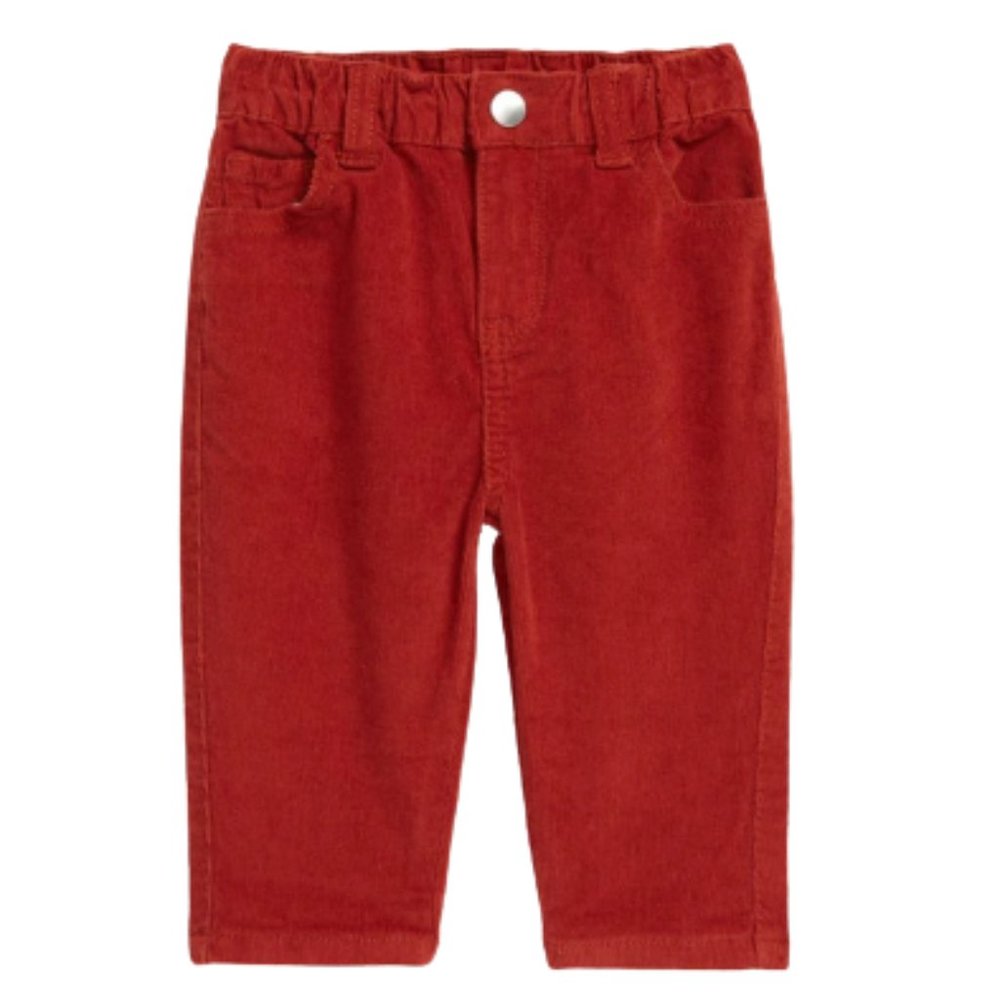 Open Edit Babies' Snap Pull-on Corduroy Trousers In Rust Cinnabar 6M NWT